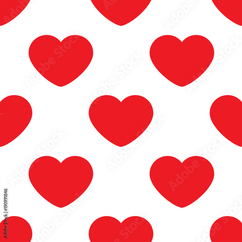 Seamless pattern with red hearts. Romantic love symbol of valentine day. Vector illustration  