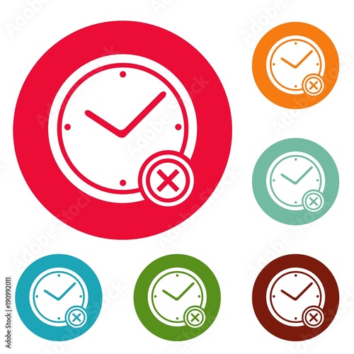 Free Download No time icons circle set vector isolated on white background - GFXLoad