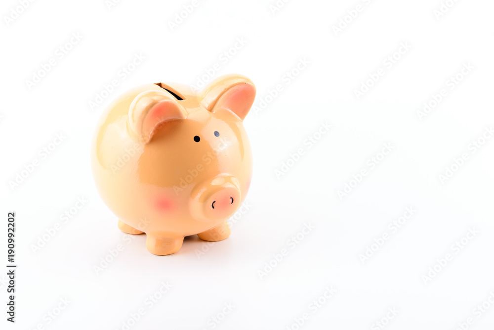 One piggy bank on white background One piggy bank on white background