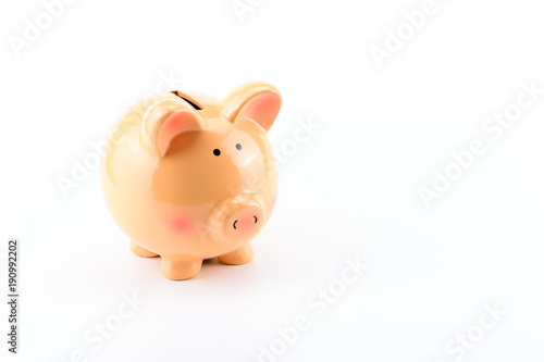 One piggy bank on white background