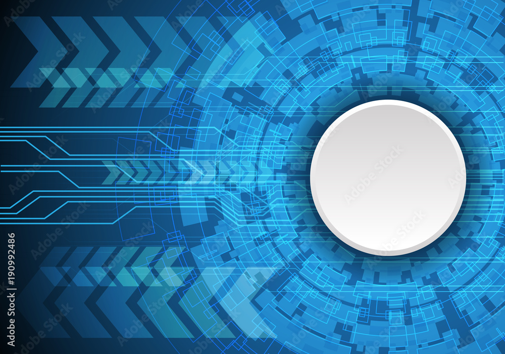 Obraz premium Abstract white circle blank on blue technology design modern futuristic background vector illustration.