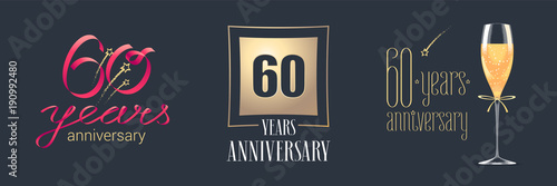 60 years anniversary vector icon, logo set