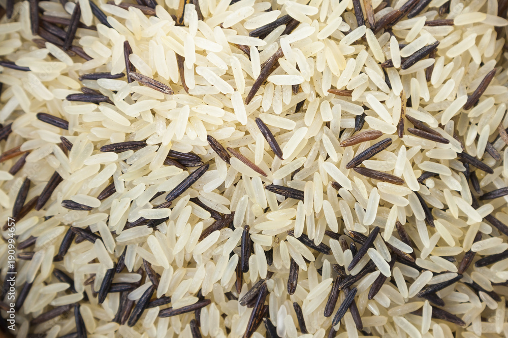 Mix of different varieties of rice