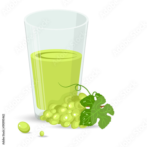 Fresh grape and fresh grape juice in a glass