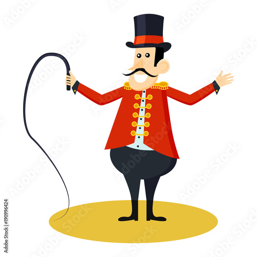 Circus animal trainer icon. Cartoon illustration of circus animal trainer. Vector isolated retro show flat icon for web