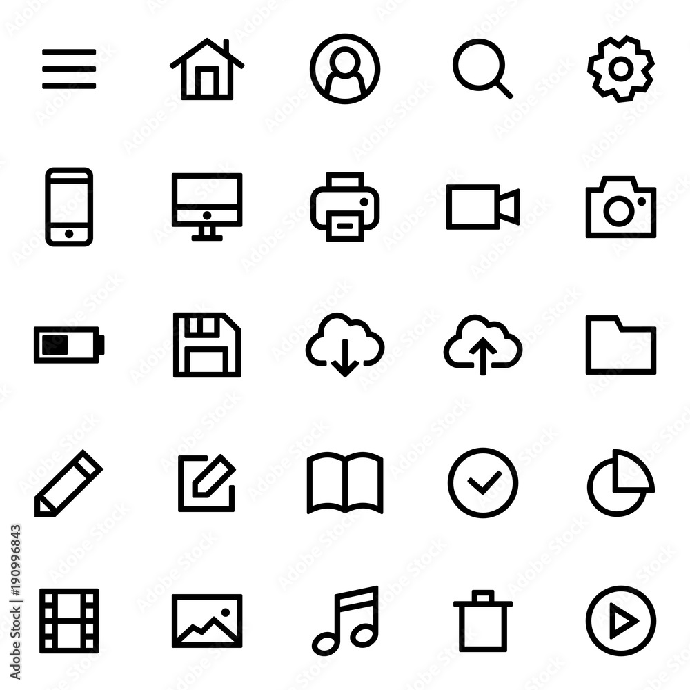 Set of icons for simple flat style ui design Set of icons for simple flat style ui design