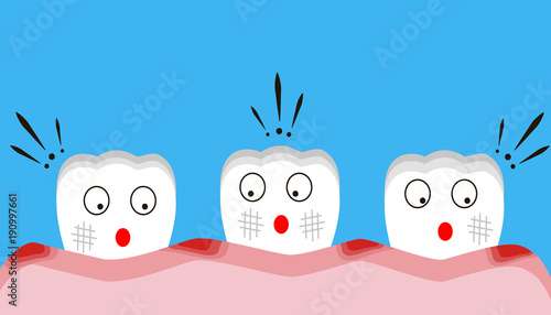 parodontosis, gingival inflammation, teeth. childrens vector 