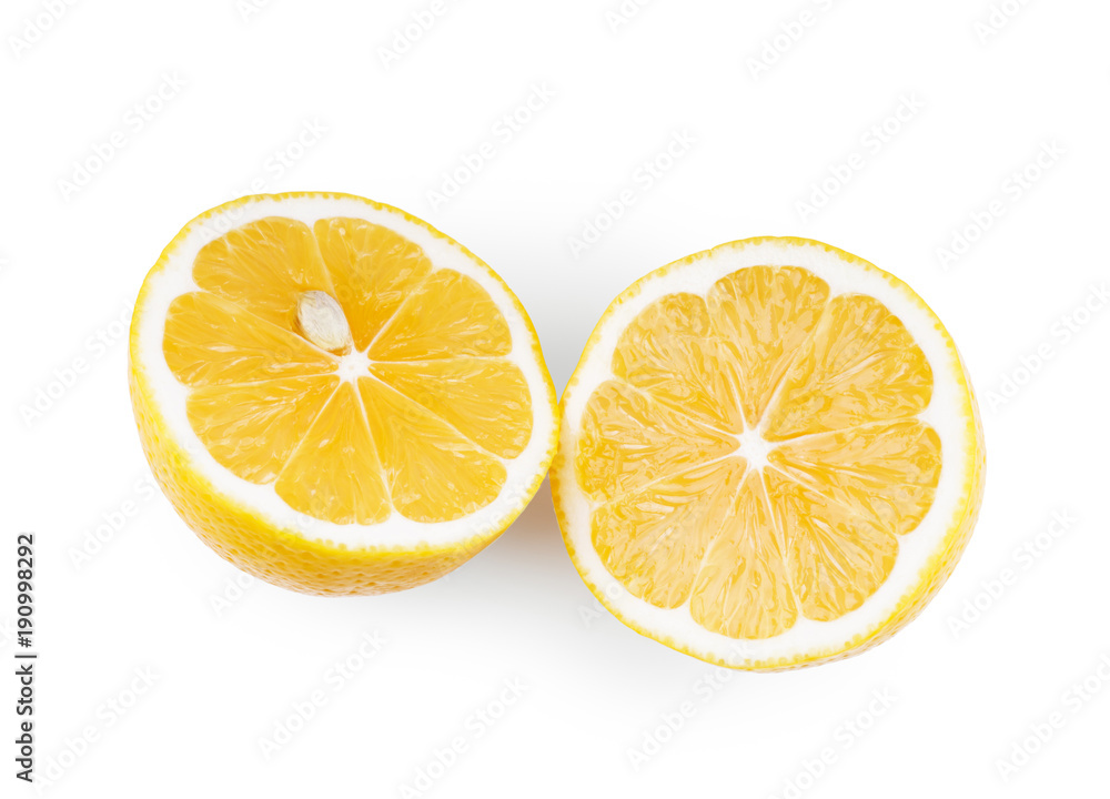 Lemon isolated on white background. Top view.
