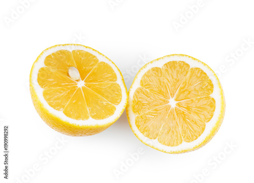 Lemon isolated on white background. Top view.