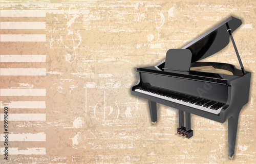 abstract grunge background with grand piano