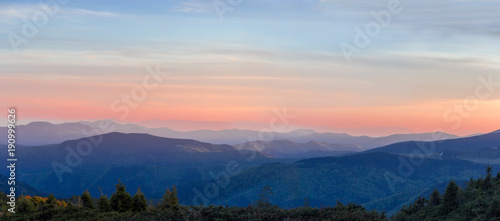 Panorama of the Carpathian Mountains at sunset © An-T