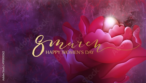 8 march background design with flower and pearl
