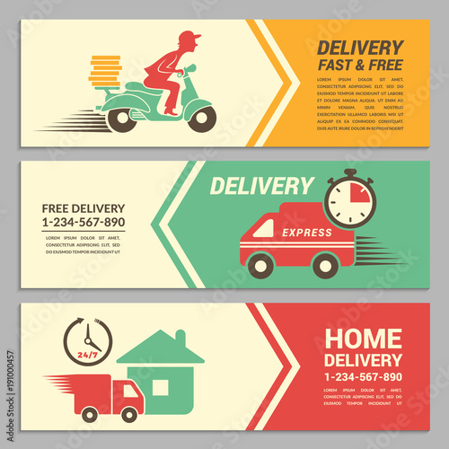 Vector banners design template for fast delivery service
