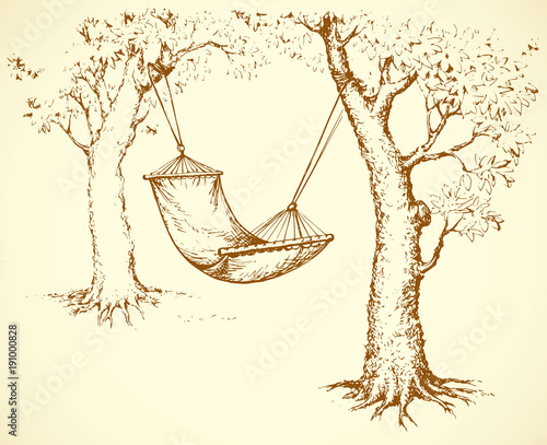 Hammock on tree. Vector illustration