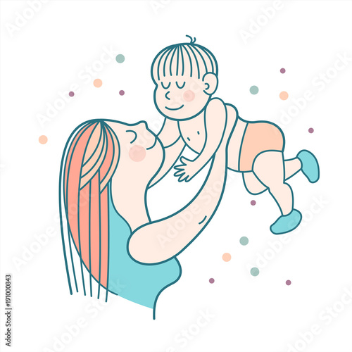 The mother and baby. Vector illustration