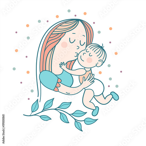 The mother and baby. Vector illustration