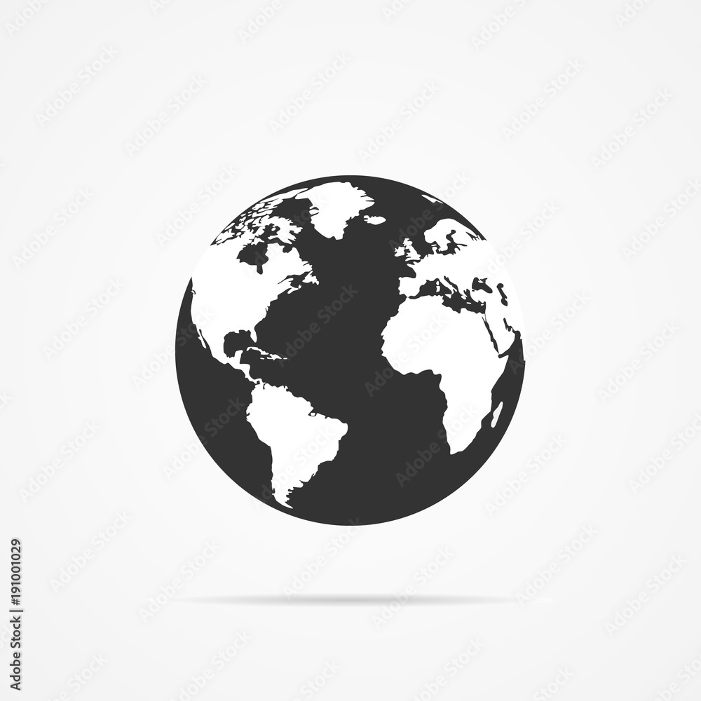 Vector image of an icon of the planet earth.