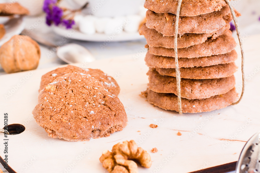 Homemade delicious cookies with chocolate and nuts Homemade delicious cookies with chocolate and nuts