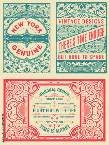 Retro card. Set of 4 templates. Vetor layered