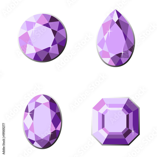 Set of precious stones with different types of cut.