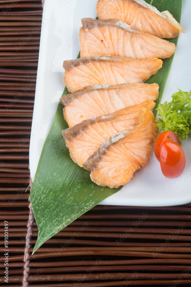 japanese cuisine. fried fish on the background japanese cuisine. fried fish on the background