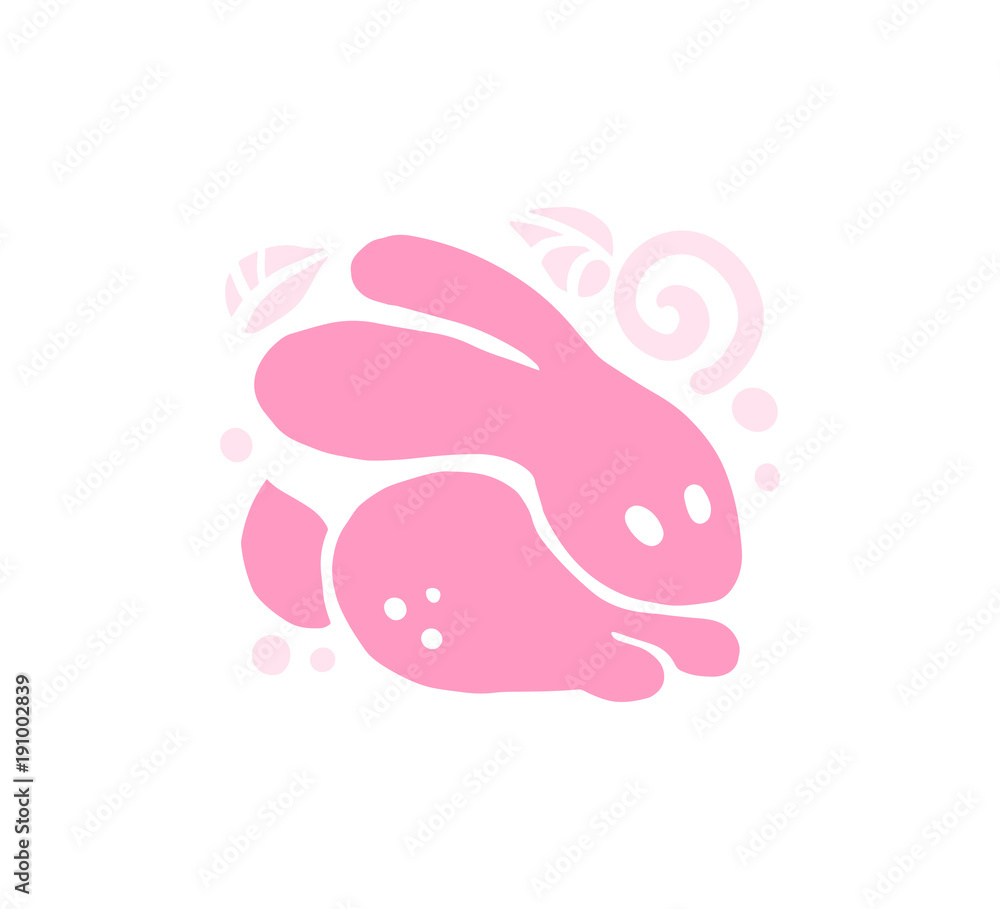 Vector flat cute funny hand drawn rabbit animal silhouette isolated on white background. Perfect for children goods store logo insignia, kid clothes and accessory prints, zoo logotype etc. Vector flat cute funny hand drawn rabbit animal silhouette isolated on white background. Perfect for children goods store logo insignia, kid clothes and accessory prints, zoo logotype etc.