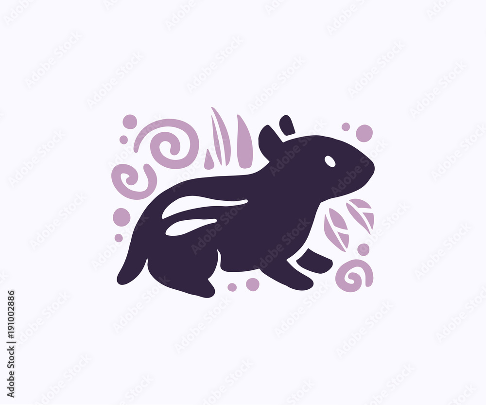 Vector flat cute funny hand drawn chipmunk animal silhouette isolated on white background. Perfect for children goods store logo insignia, kid clothes and accessory prints, zoo logotype etc. Vector flat cute funny hand drawn chipmunk animal silhouette isolated on white background. Perfect for children goods store logo insignia, kid clothes and accessory prints, zoo logotype etc.