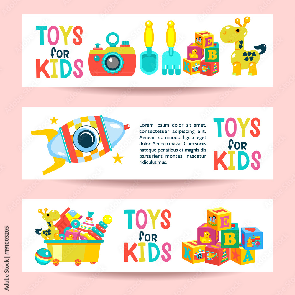 A set of childrens toys. Vector illustration