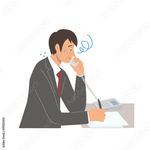 電話をうける　ビジネスマン　イラスト
