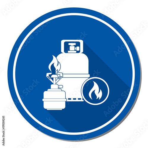 Camping stove with gas bottle icon