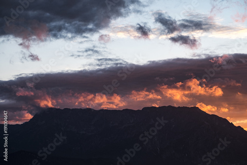 Sunset in the Alps in Austria