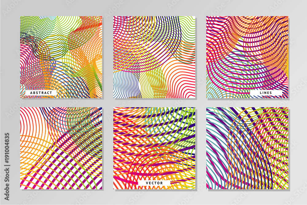Abstract vector backrounds set with guilloche mash pattern. Smouth lines.