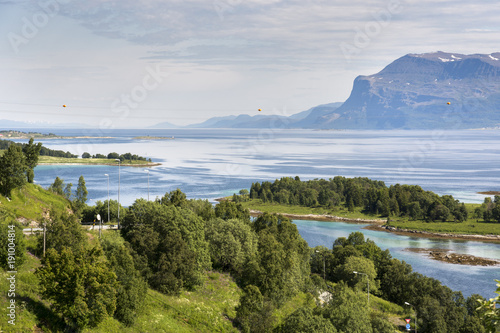 road and bridge in Gravdal to the Lofoten islands in Norway photo