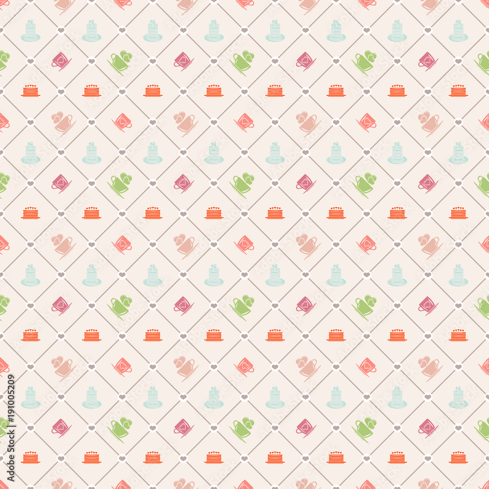 Seamless pattern on Valentines Day. Vector texture for greetings postcard, invitation, banner