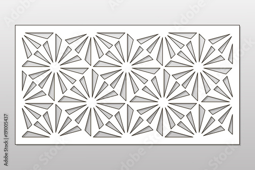 Template for cutting. Square, optical pattern. Laser cut. Ratio 1:2. Vector illustration.