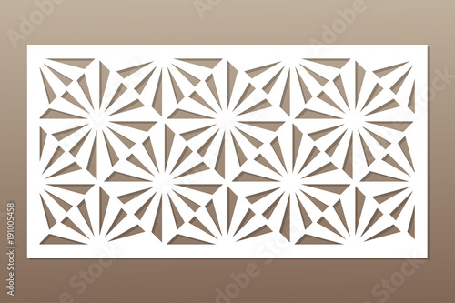Template for cutting. Square, optical pattern. Laser cut. Ratio 1:2. Vector illustration.