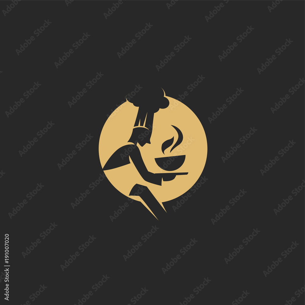 golden chef is running vector illustration golden chef is running vector illustration