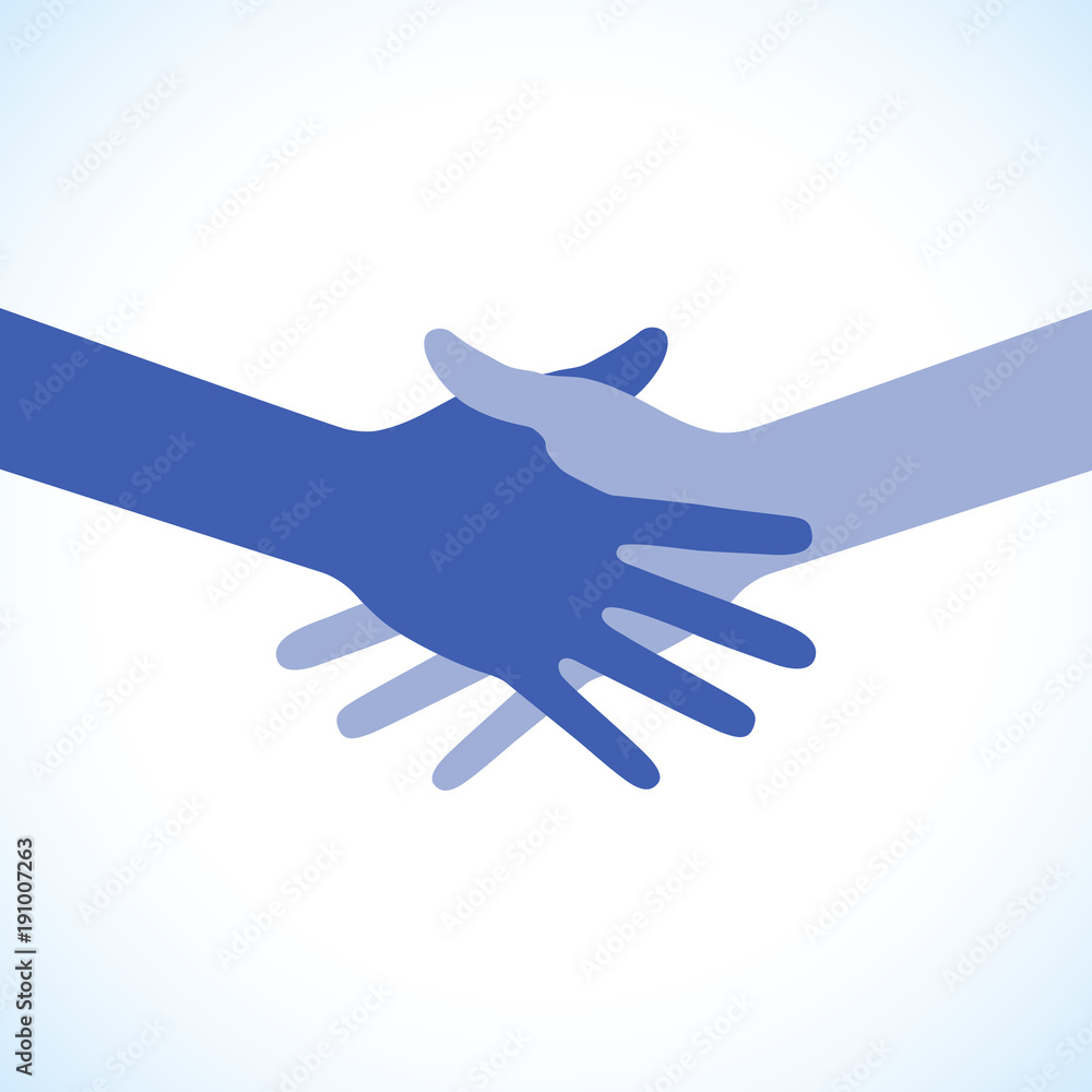 Blue icon hand shake. Vector illustration. Blue icon hand shake. Vector illustration.