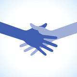 Blue icon hand shake. Vector illustration.