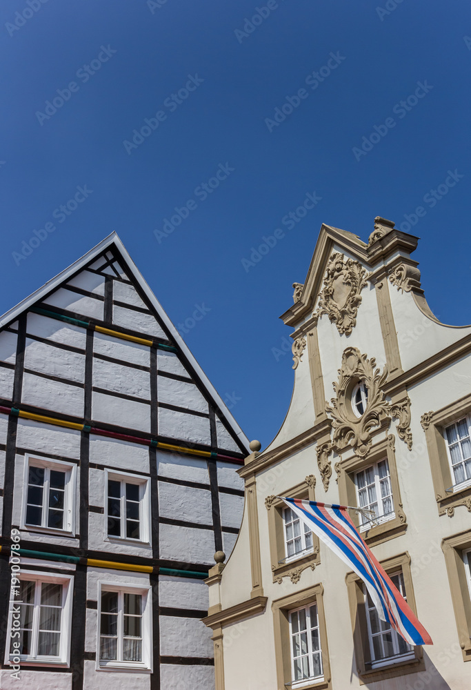 Local flag on an old house in Warendorf