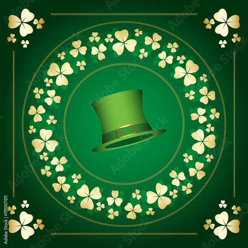 dark green vector background with clovers frame - saint patricks day