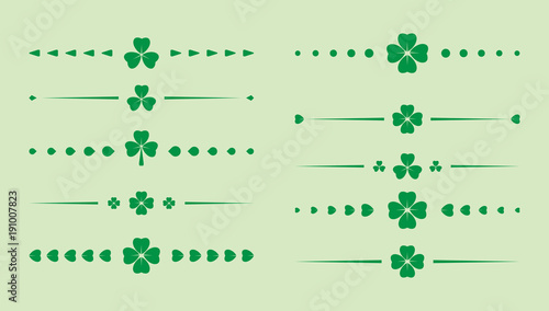 green clover dividers - vector set for saint patrick day