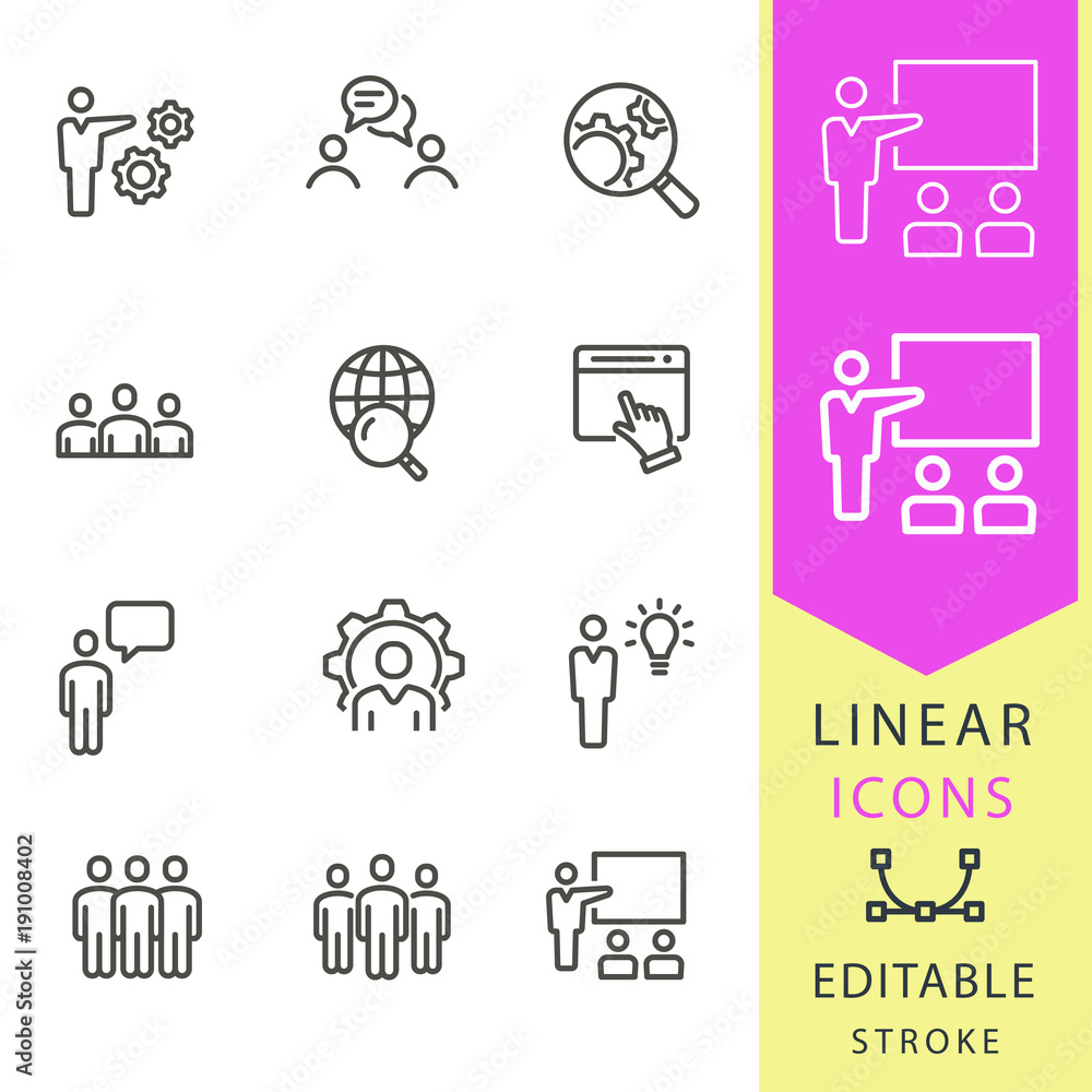 Management consulting - line vector icon set. Editable stroke. Management consulting - line vector icon set. Editable stroke.