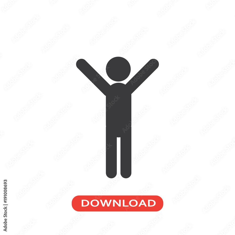 Man silhouette standing with arms up icon Man silhouette standing with arms up icon