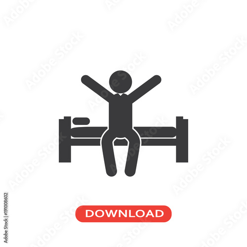 Man waking up on morning icon