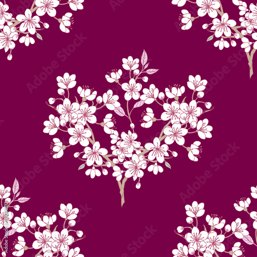 Seamless Pattern with Sakura