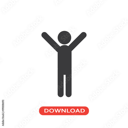 Man silhouette standing with arms up icon