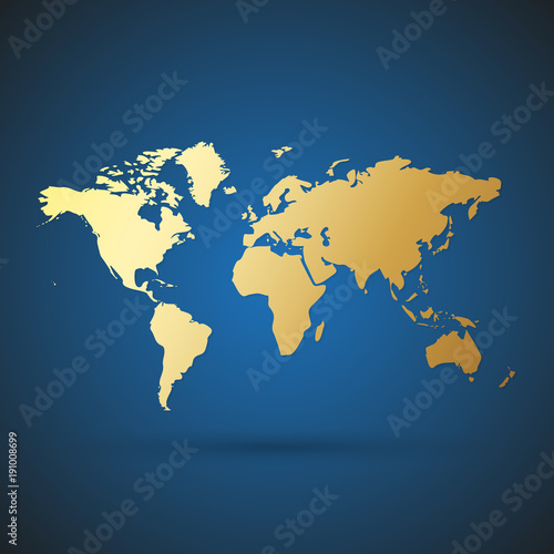 Gold World map. Vector illustration