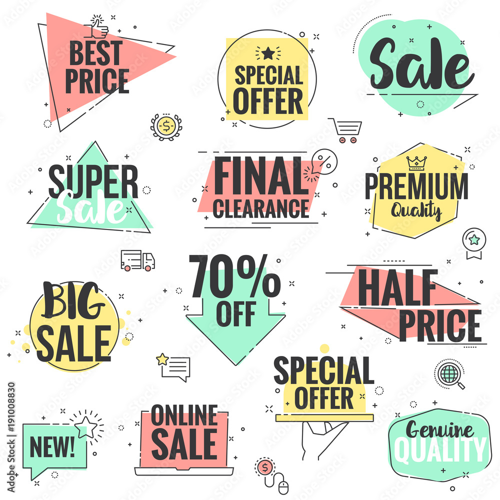 Obraz premium Flat design origami Labels - Outline style 4