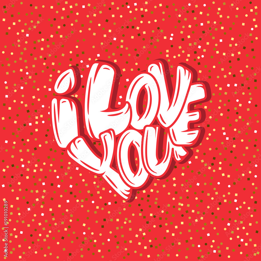Big heart with lettering - I love you, typography poster for Valentines Day, cards, prints. Big heart with lettering - I love you, typography poster for Valentines Day, cards, prints.